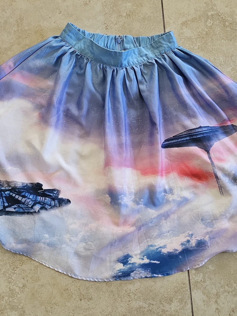 Her Universe XS S STAR WARS Skirt Blue Pink Cloud City MILLENIUM FALCON Slave 1